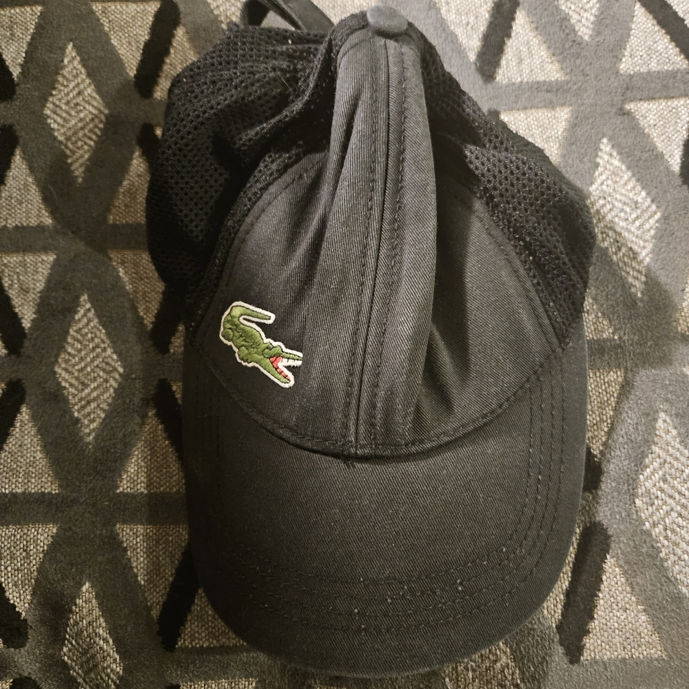 Lacoste Black Cap with Green Logo
